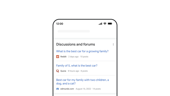 Discussions and forums feature in Google 