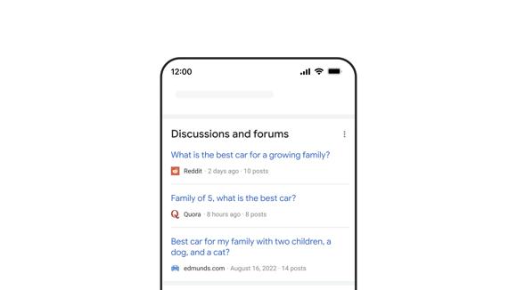 Discussions and forums feature in Google